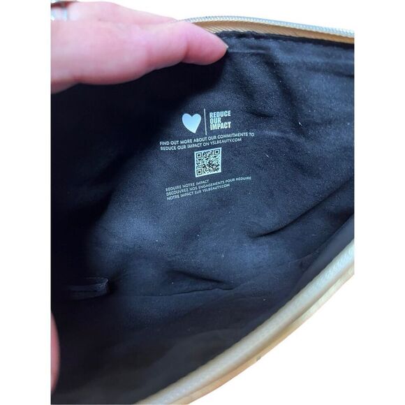 YSL YVES SAINT LAURENT BEAUTE FLAT POUCH GOLD MAKE UP COSMETICS BAG CLUTCH PURSE - Picture 6 of 9